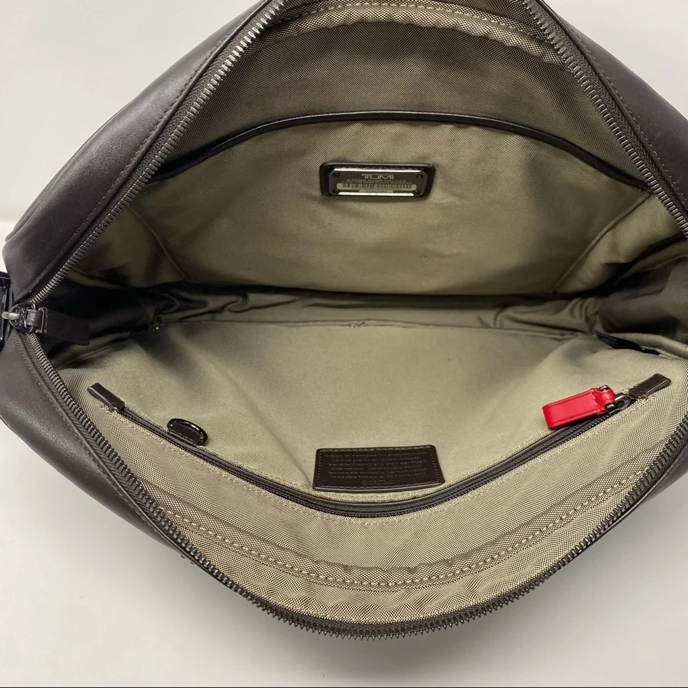 Tumi Ticon Brown Leather Brief Top Zip Bag Case